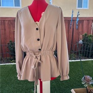 Sweet Rain Taupe Blouse